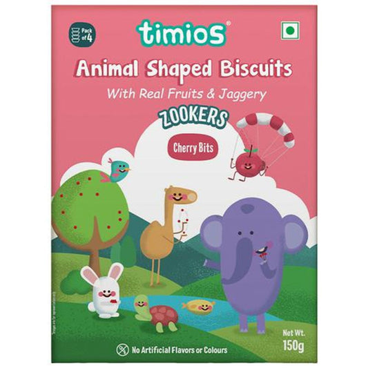 Zookers Animal Shaped Biscuits - With Cherry Bits, 12+ Months, Rich in Protein, Transfat Free