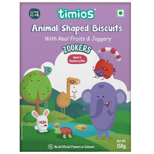 Zookers Animal Shaped Biscuits - With Apple & Blueberry Bits, 12+ Months