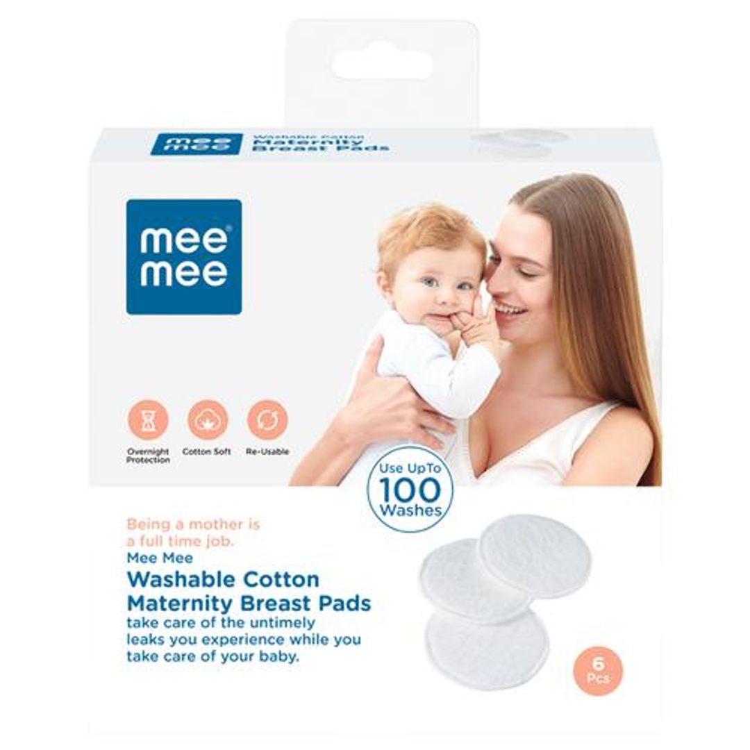 Washable Cotton Maternity Breast Pads - White