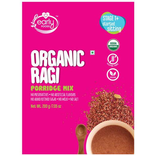 Organic Sprouted Ragi Porridge Mix - Plain, Vegan, Gluten Free, No Preservatives