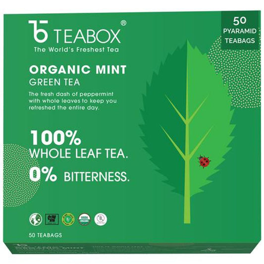 Mint Green Tea Bags - Whole Leaf & Natural Flavour Blend, Refreshing