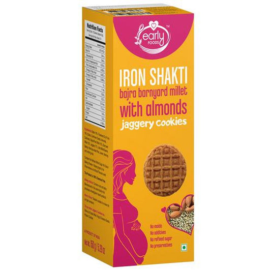 Organic Bajra & Barnyard Millet With Almonds, Jaggery Cookies - Iron Shakti