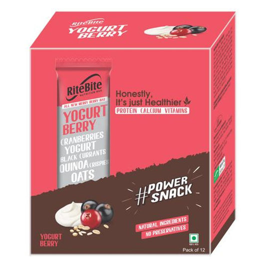 Multigrain Energy Bar - Yogurt Berry, Healthy Snack, High In Protein & Fibre, Cranberries, Black Currants, Quinoa Crispies