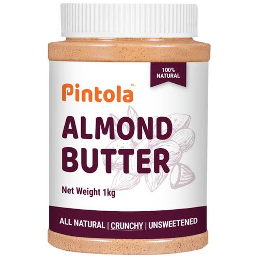 Natural Almond Butter - Crunchy, Unsweetened, Rich In Protein