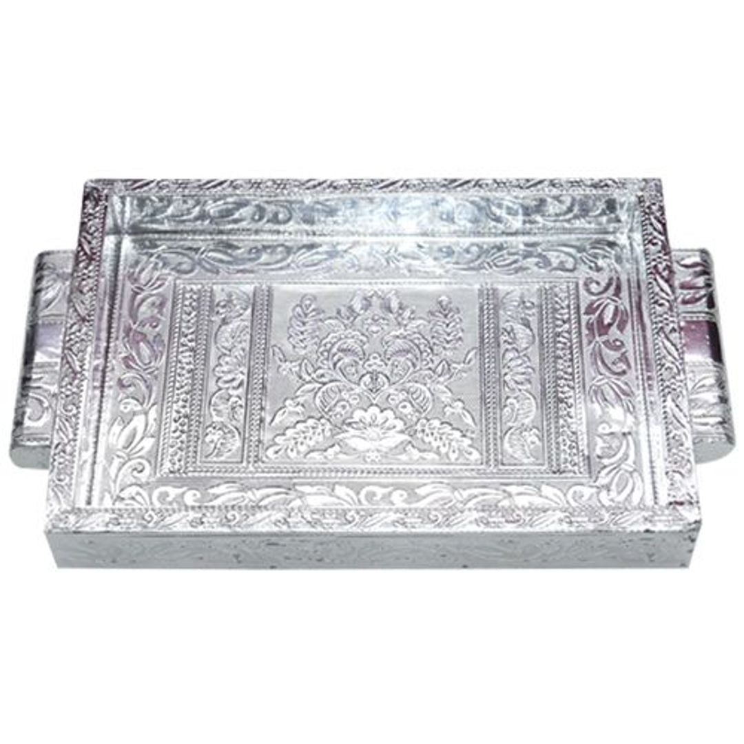 Silver Foiled Tray - Meena, 30 cm