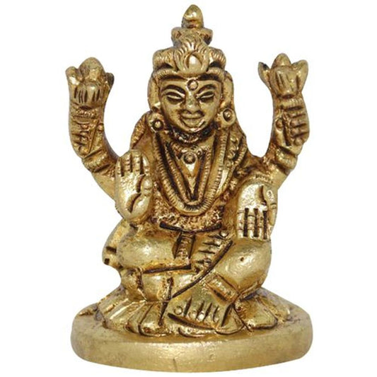 Brass Lakshmi Idol With Kamal Base - 4 cm