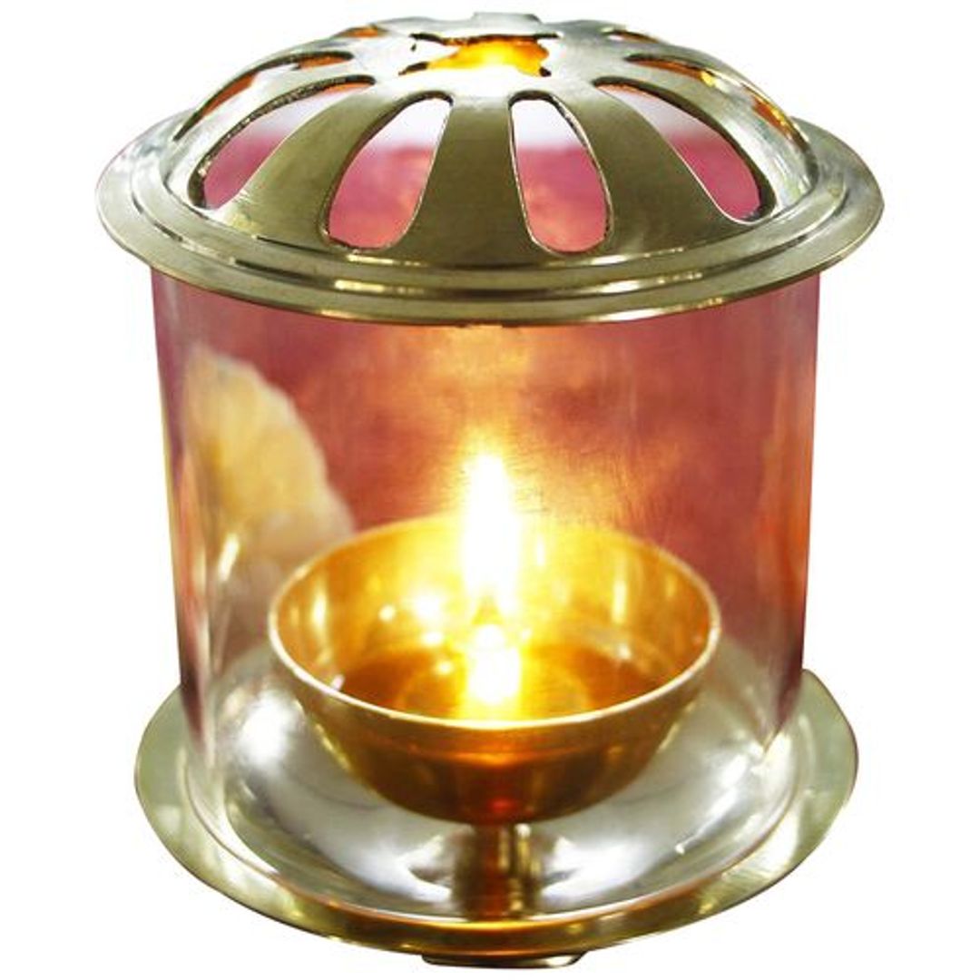 Akhand Diya With Borosillicate Glass Shade