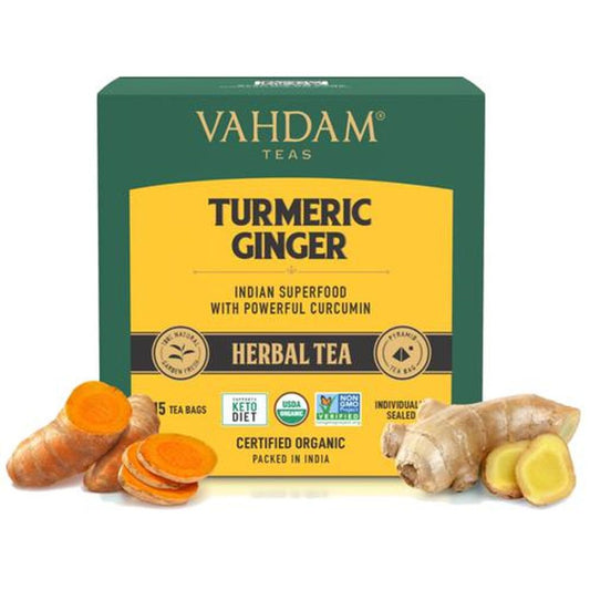 Organic Turmeric Ginger Herbal Tea Bags - Unique Flavour