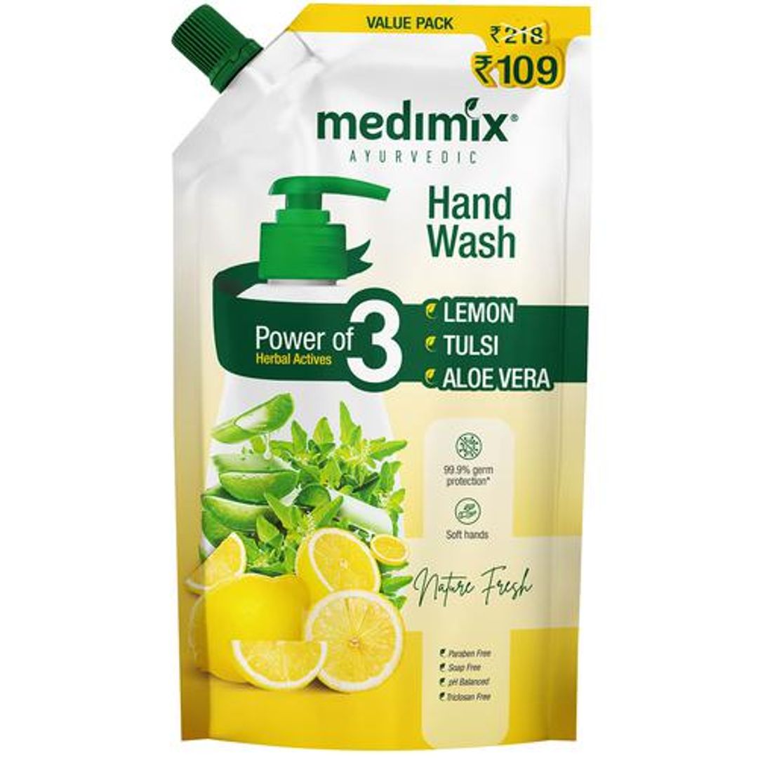 Nature Fresh Handwash Lemon Tulsi Aloe Vera 99% Germ Protection