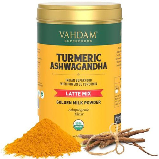 Golden Milk Powder With Curcumin - Organic Turmeric Ashwagandha Latte Mix Superfood