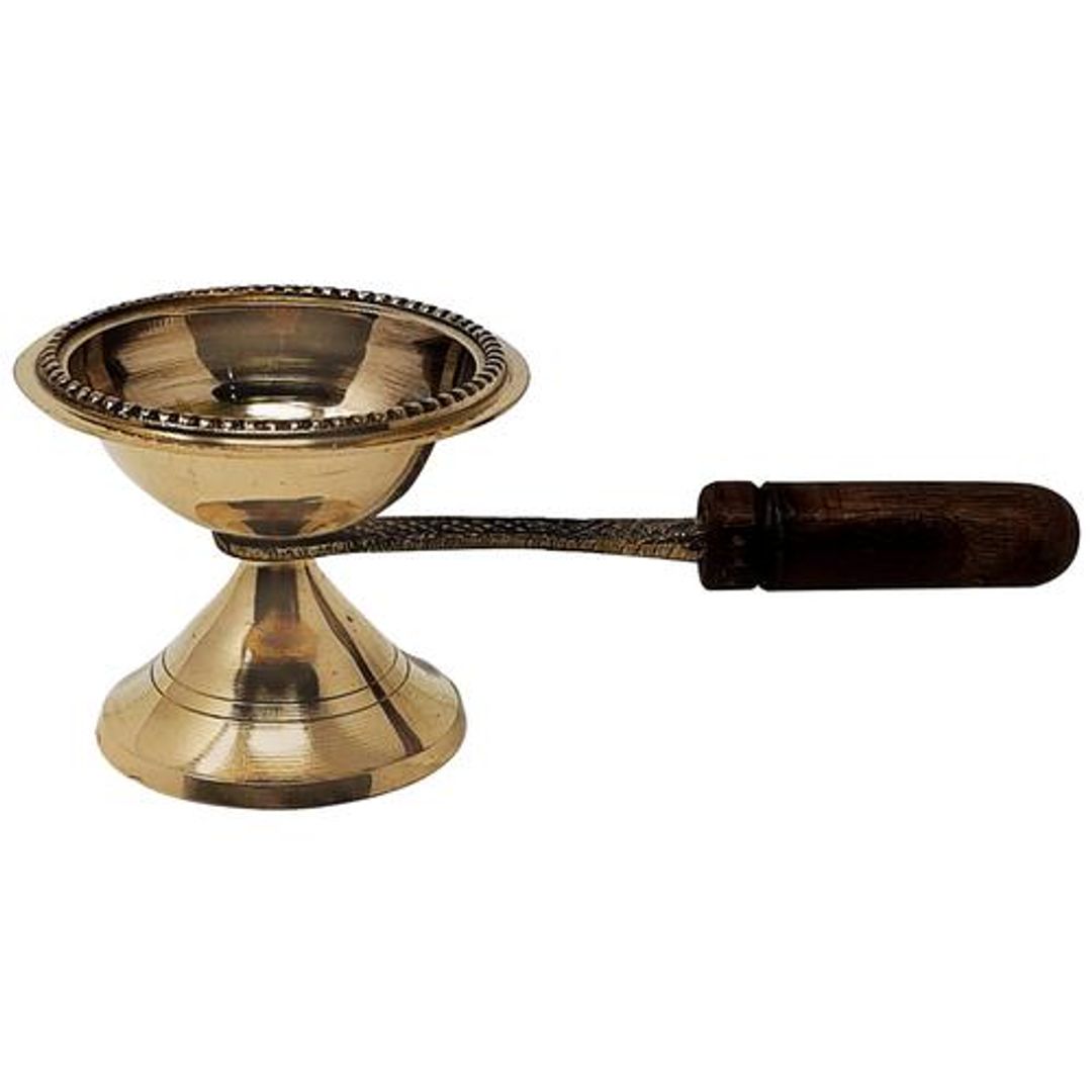 Brass Dhoop Aarti With Wooden Handle, No.1