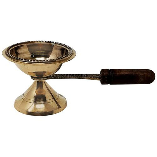 Brass Dhoop Aarti With Wooden Handle, No.2