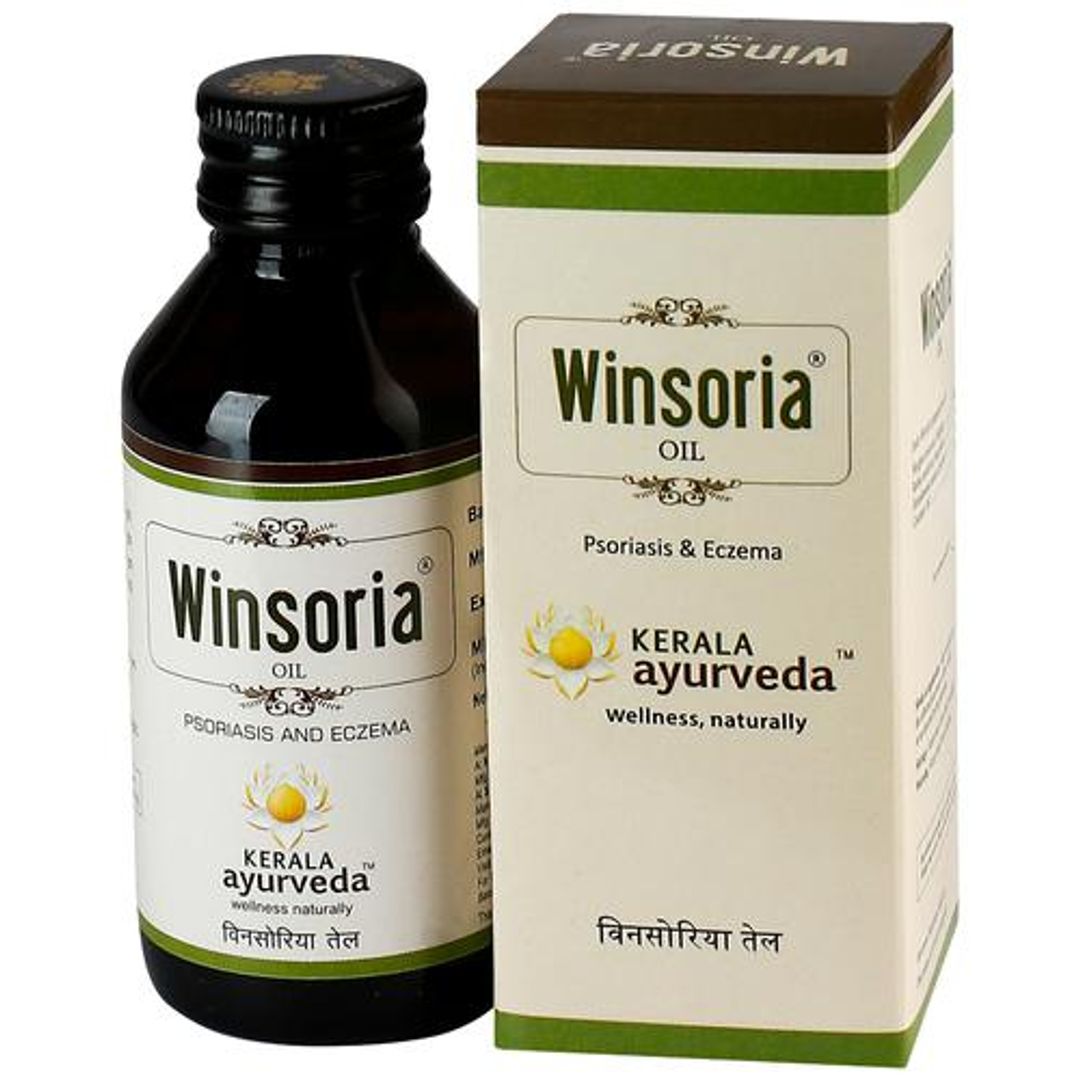 Winsoria Skin Oil 100ml| Helps In Eczema, Psoriasis Heals Redness, Dry Patches, Plaque, Scales, Flakes of Skin | Minimizes itching and discoloration of skin | Soothing Coconut Oil Base| With Vidphala, Manjistha, Sariba