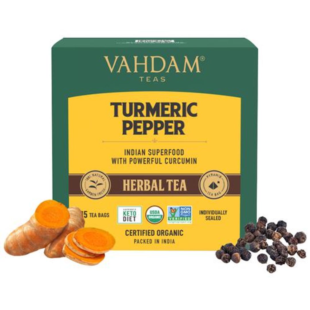 Organic Turmeric Pepper Tea Bags - Unique Herbal Tea