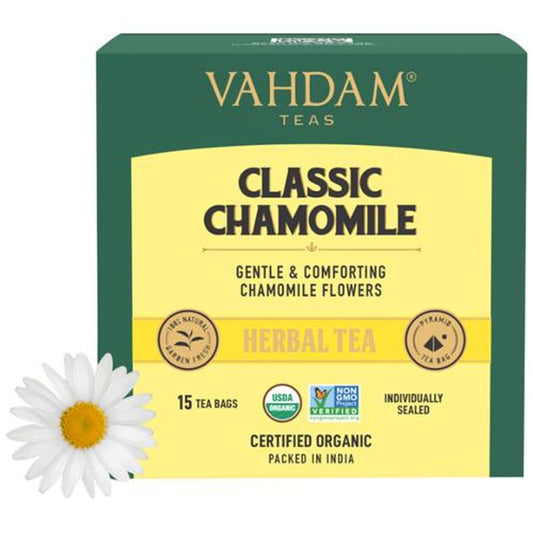 Organic Classic Chamomile Tea Bags - Stress Relief & Calming Tea For Sleep