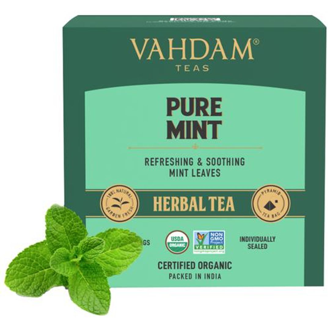 Organic Pure Mint Tea Bags - Refreshing Spearmint & Peppermint Tea Blend