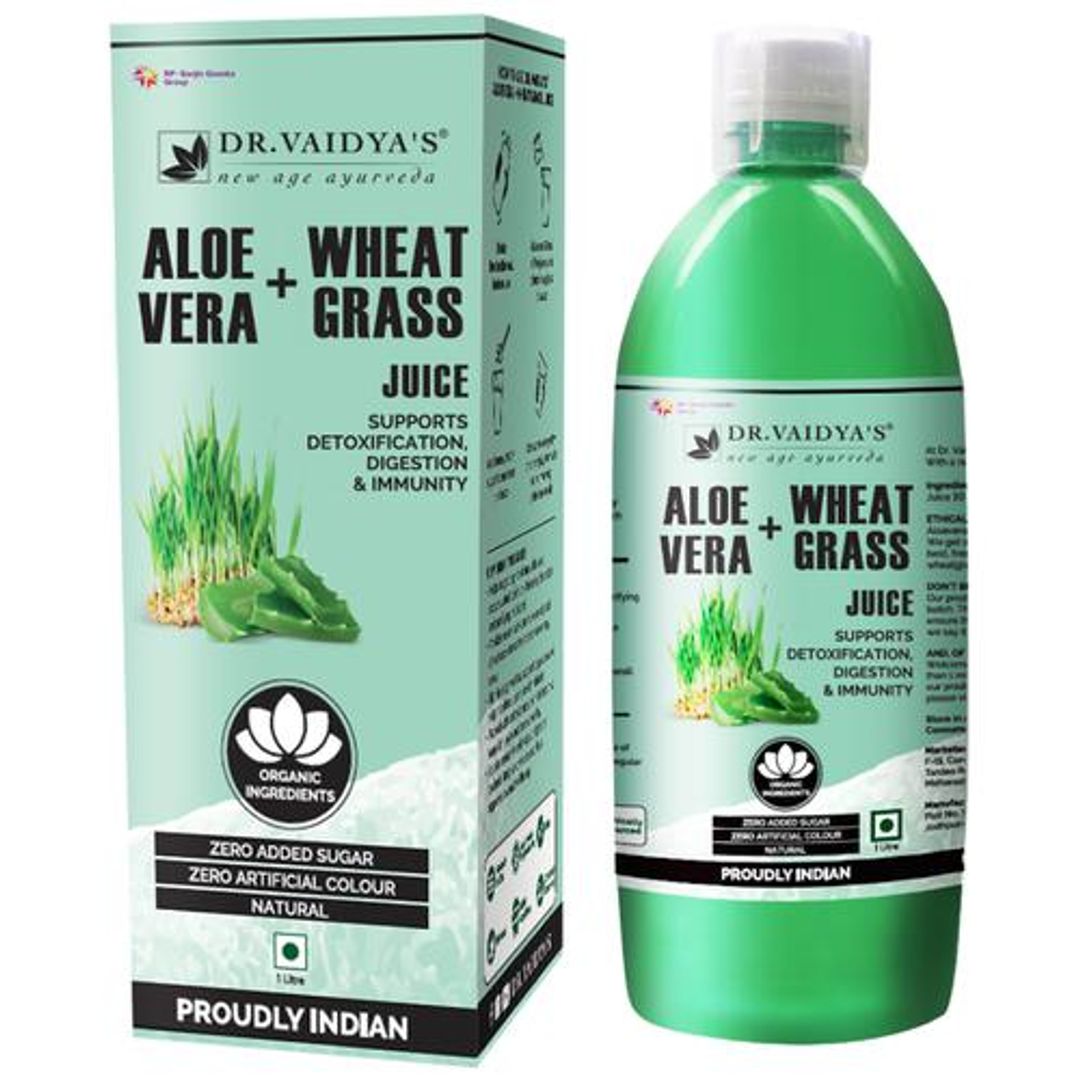 Aloevera & Wheatgrass Juice - Supports Detoxification, Digestion & Immunity