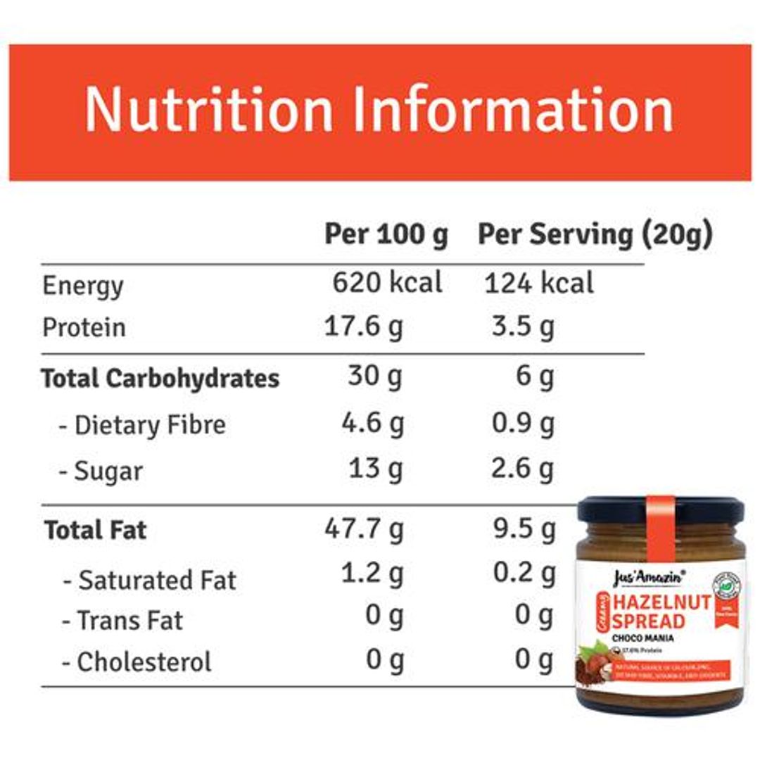 Hazelnut Spread- Creamy , Choco Mania - 80% Nuts, Cacao, No Refined Sugar