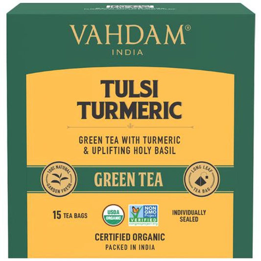 Organic Tulsi & Turmeric Green Tea Bags - Immunity Booster