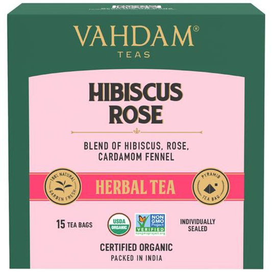 Organic Hibiscus Rose Herbal Tea - Nourishing, Hydrating, Calming & Fragrant Rose