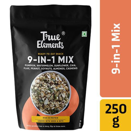 9 in 1 Snack Mix - Seeds and Nuts Mix, Mix of Pumpkin, Watermelon, Flax, Chia, Sunflower, Peanuts, Soynuts, Almonds & Cashew Nuts, Diet Snacks