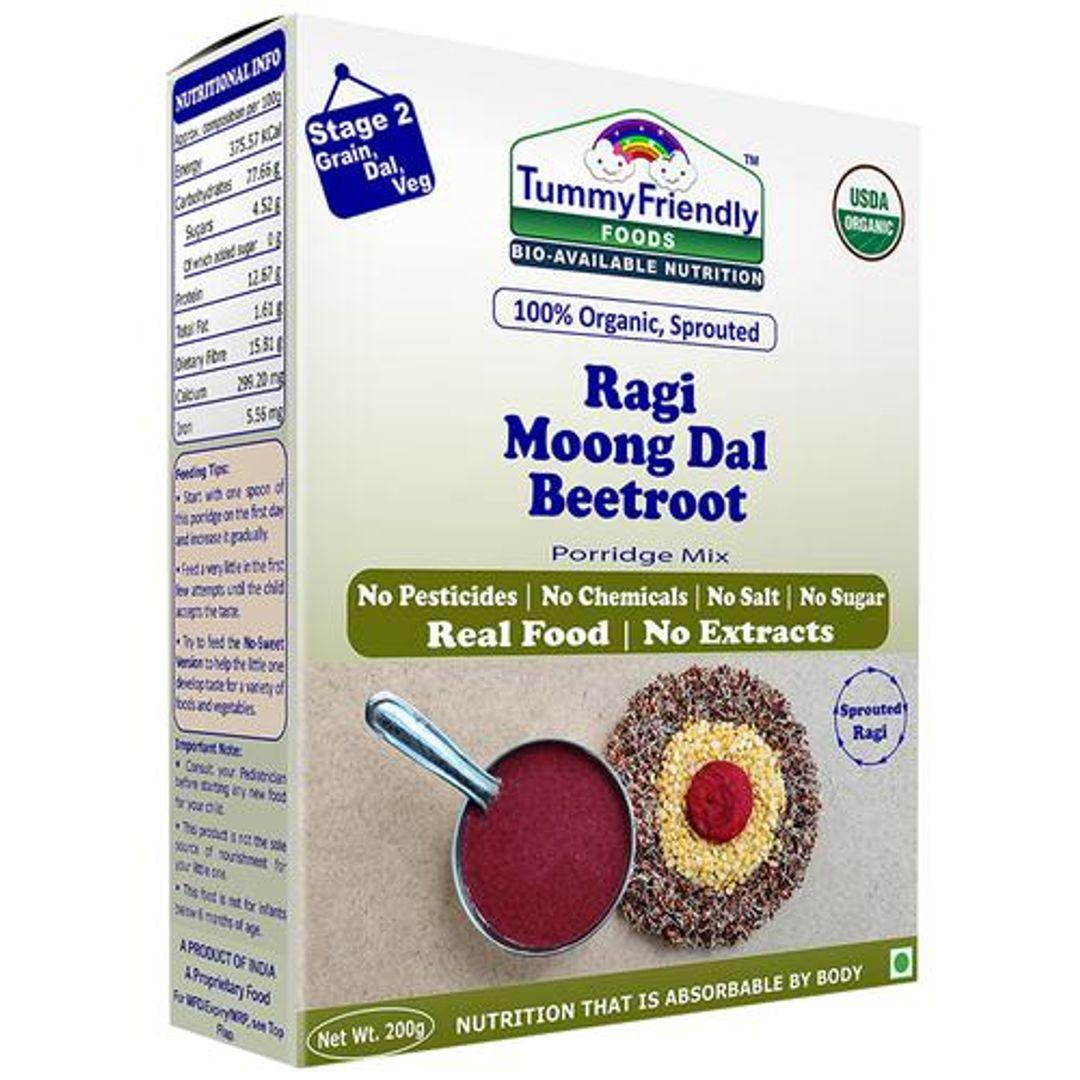 100% Organic Sprouted Ragi, Moong Dal, Beetroot Porridge Mix