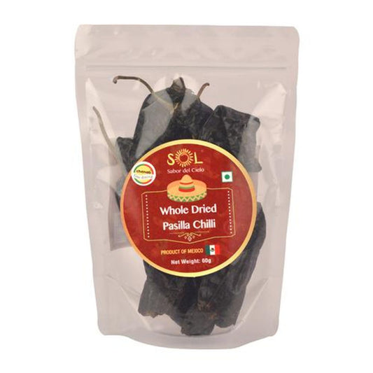 Whole Dried Pasilla Chillies With Stem