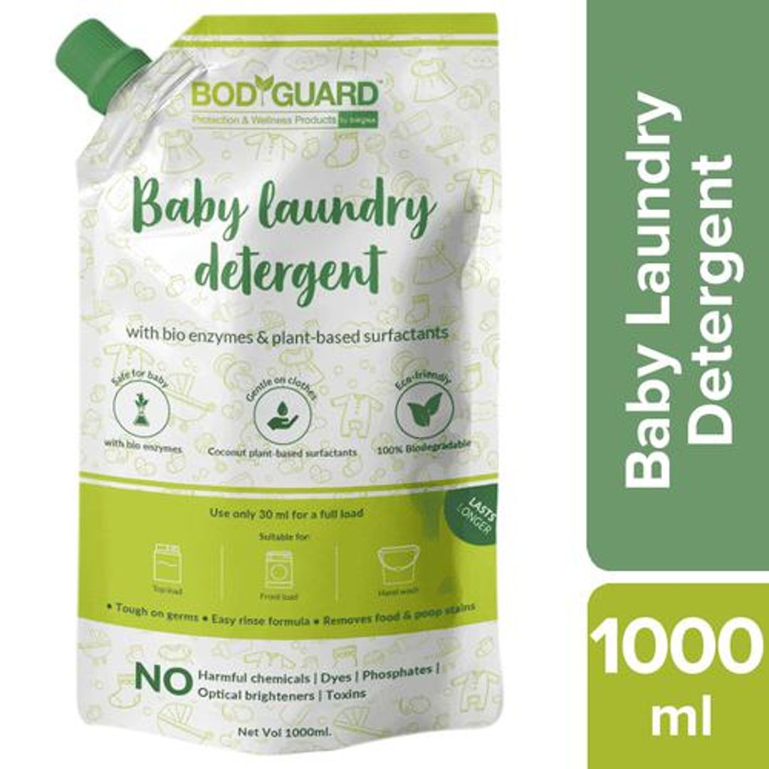 Plant Based Baby Laundry Liquid Detergent - 1 Ltr (Pouch) with Bio-Enzymes & Lemon Oil