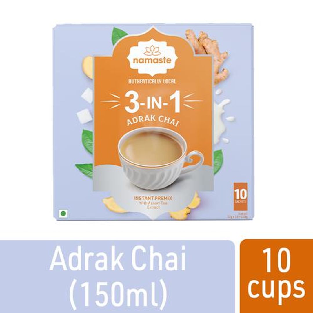 3-In-1 Instant Tea Premix - Adrak Chai, Assam Tea, Ready Mix, Authentically Local