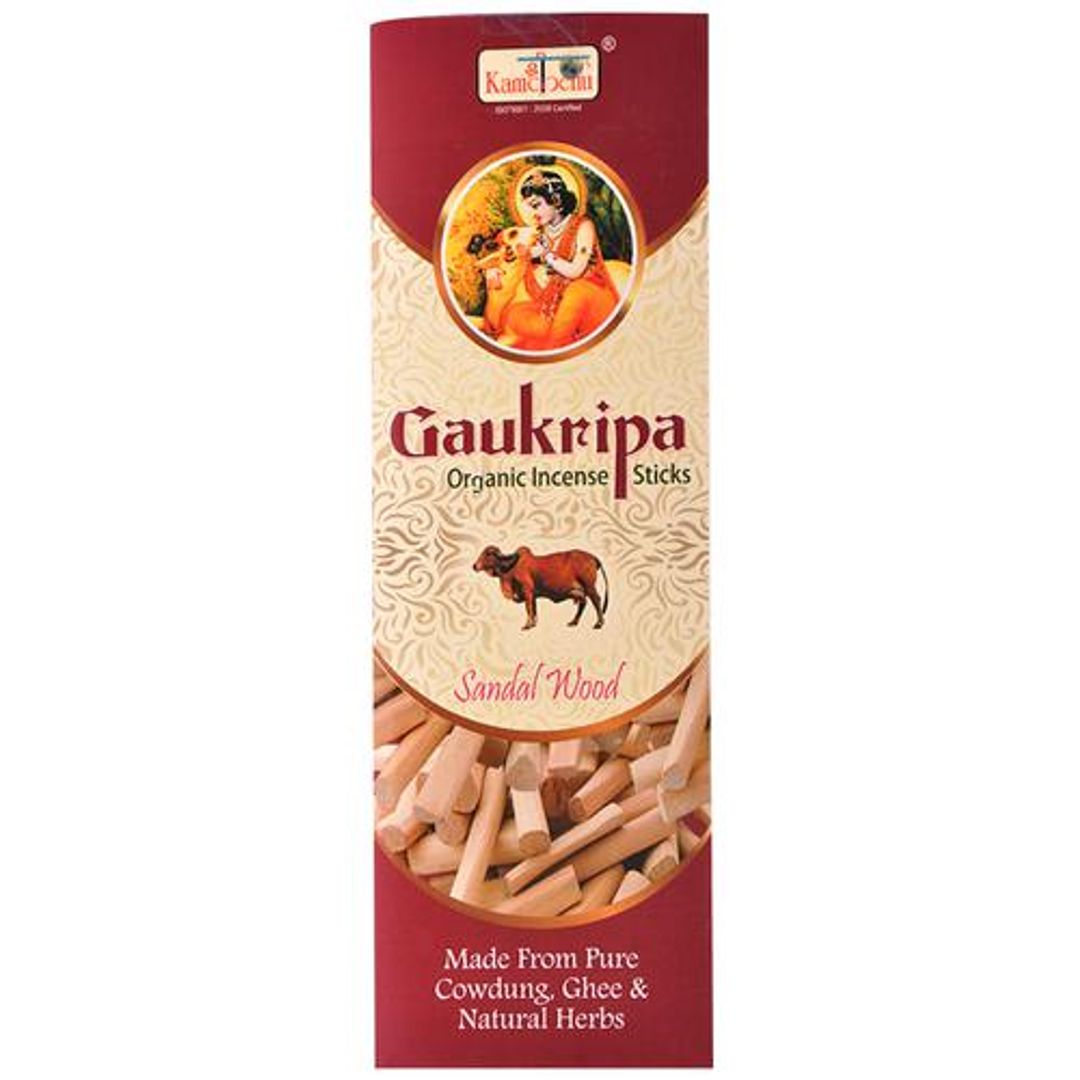 Gaukripa Organic Incense Agarbatti Sticks - Sandal Wood, Made From Cow Dung, Ghee, Herbs