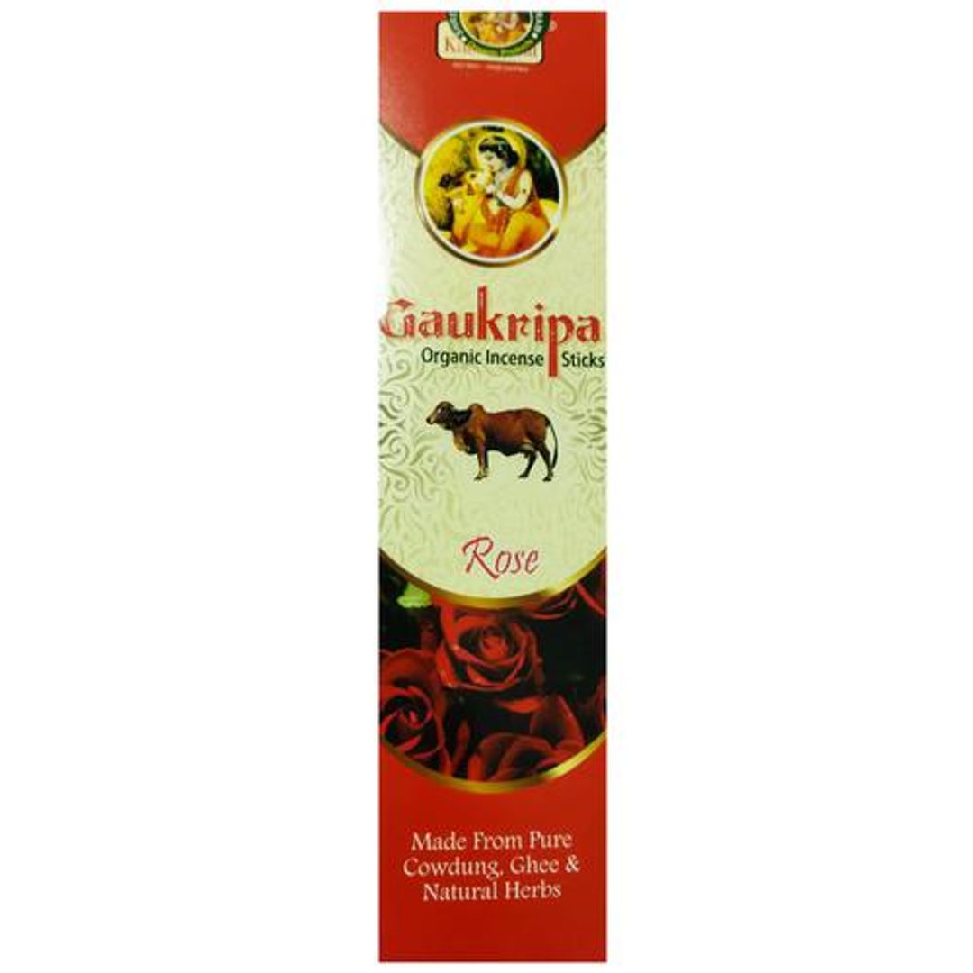 Gaukripa Organic Incense Agarbatti Sticks - Rose, Made From Cow Dung, Ghee, Herbs