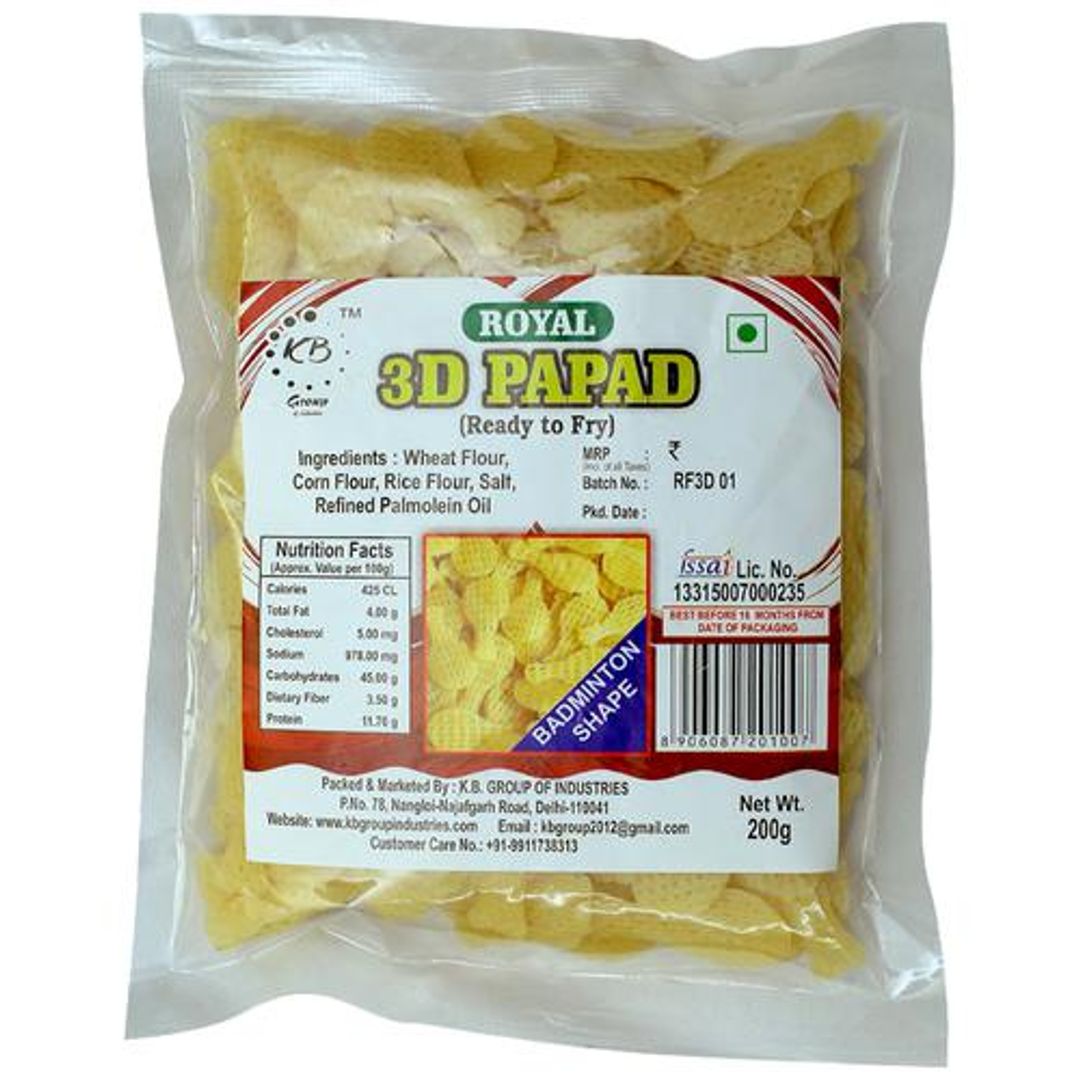 3D Papad - Badminton Shape, Ready To Fry