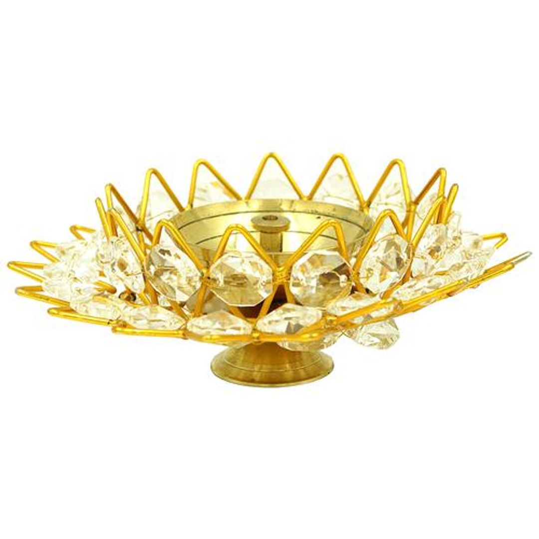 Nitya Brass Pukhraj Crystal Pyali Diya - Medium