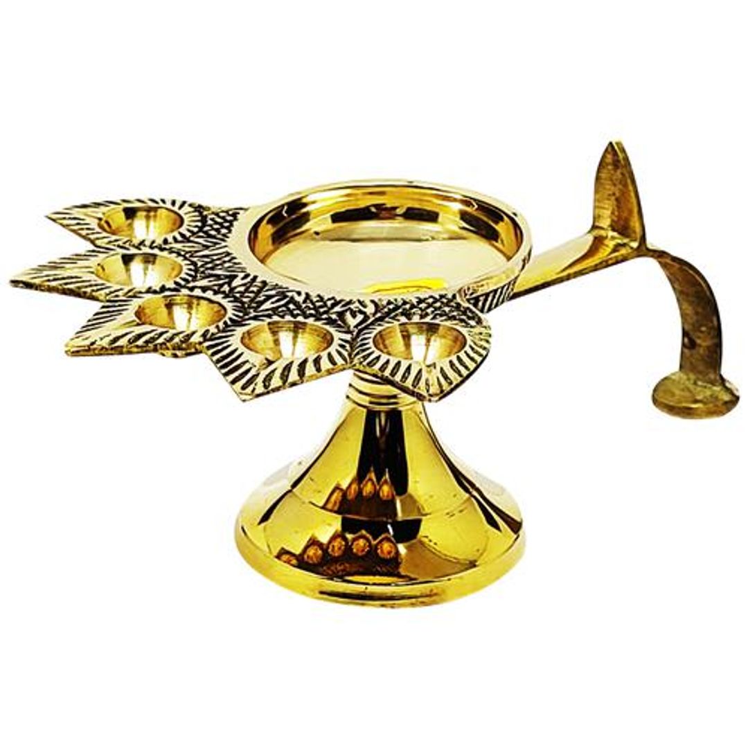 Pooja Panch Aarti - Brass Diya 21, For Home/Mandir Use