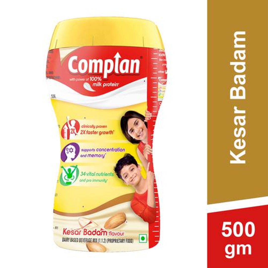 Kesar Badam Nutritious Health Drink - Vitamin C & A Supports Kids Immune, Clinically Proven For 2X Faster Growth Formula