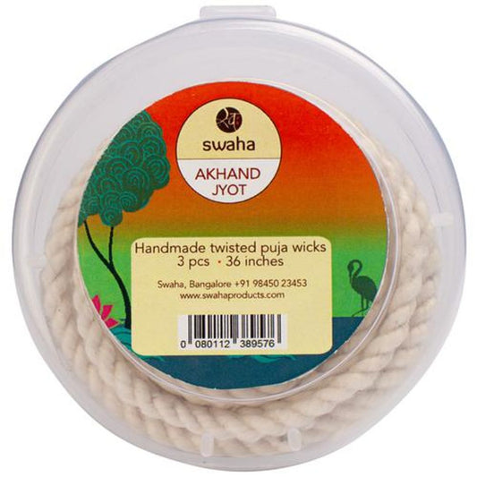 Akhand Jyot Puja Wicks - Handmade, Cotton, Double Twisted, White