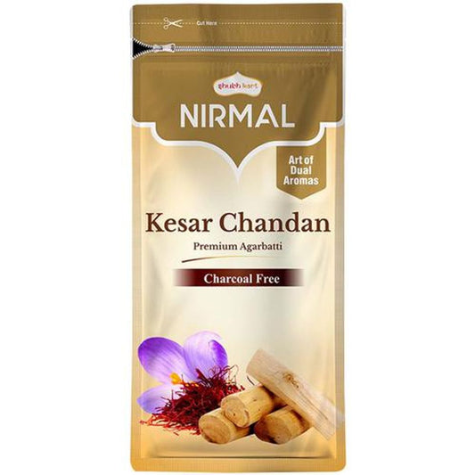 Nirmal - Kesar Chandan Agarbatti Sticks, 23 cm Long, Charcoal Free, Premium Quality