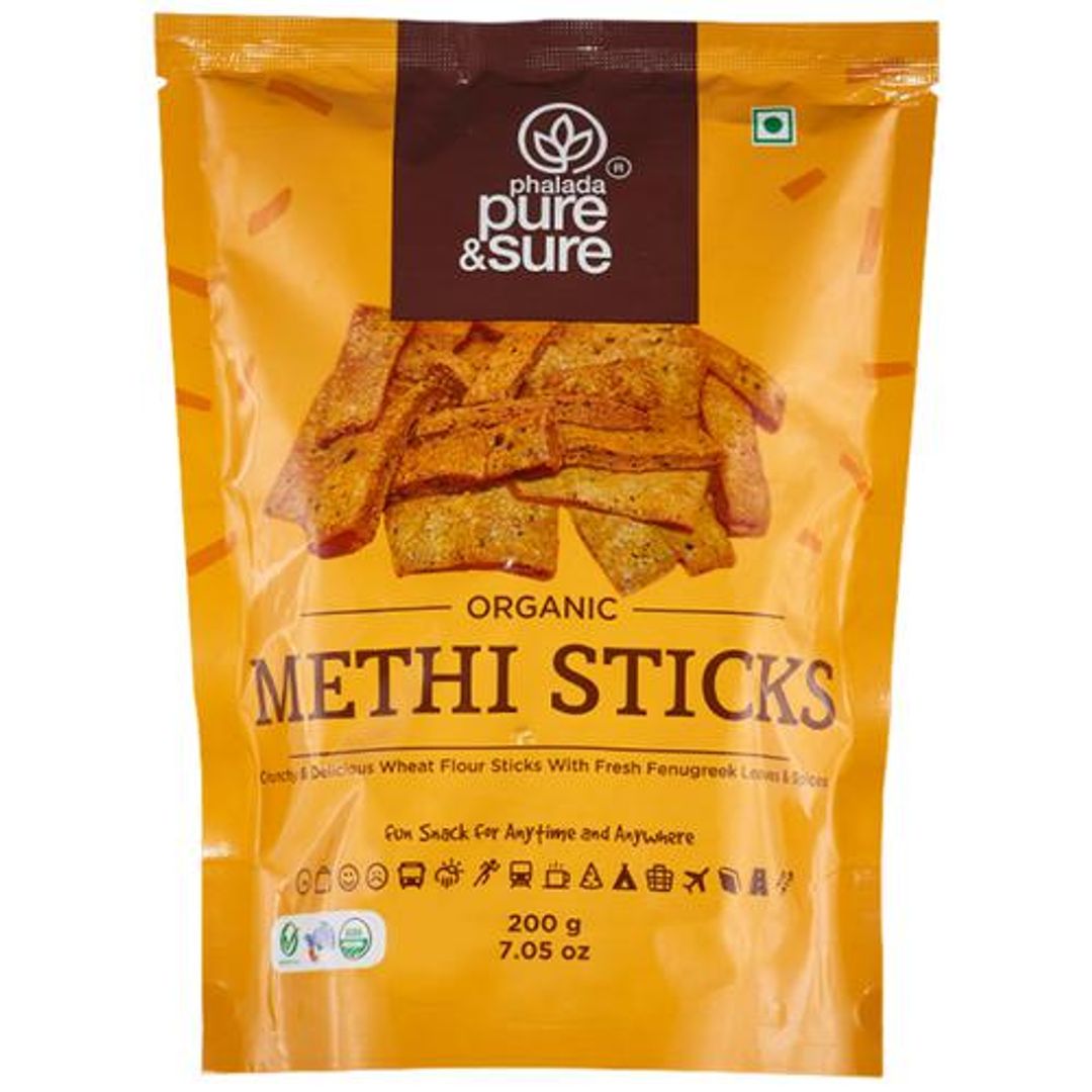 Organic Methi Sticks - Made With Wheat Flour, Fenugreek Leaves, Crunchy & Delicious