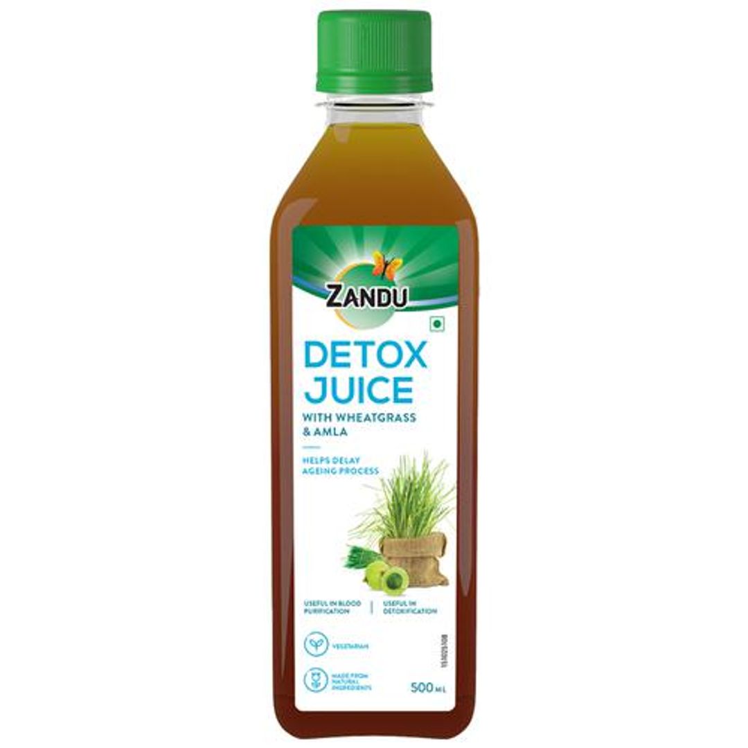 Detox Juice - Wheatgrass & Amla, Vegetarian, Helps Delay Ageing Process, Purifies Blood