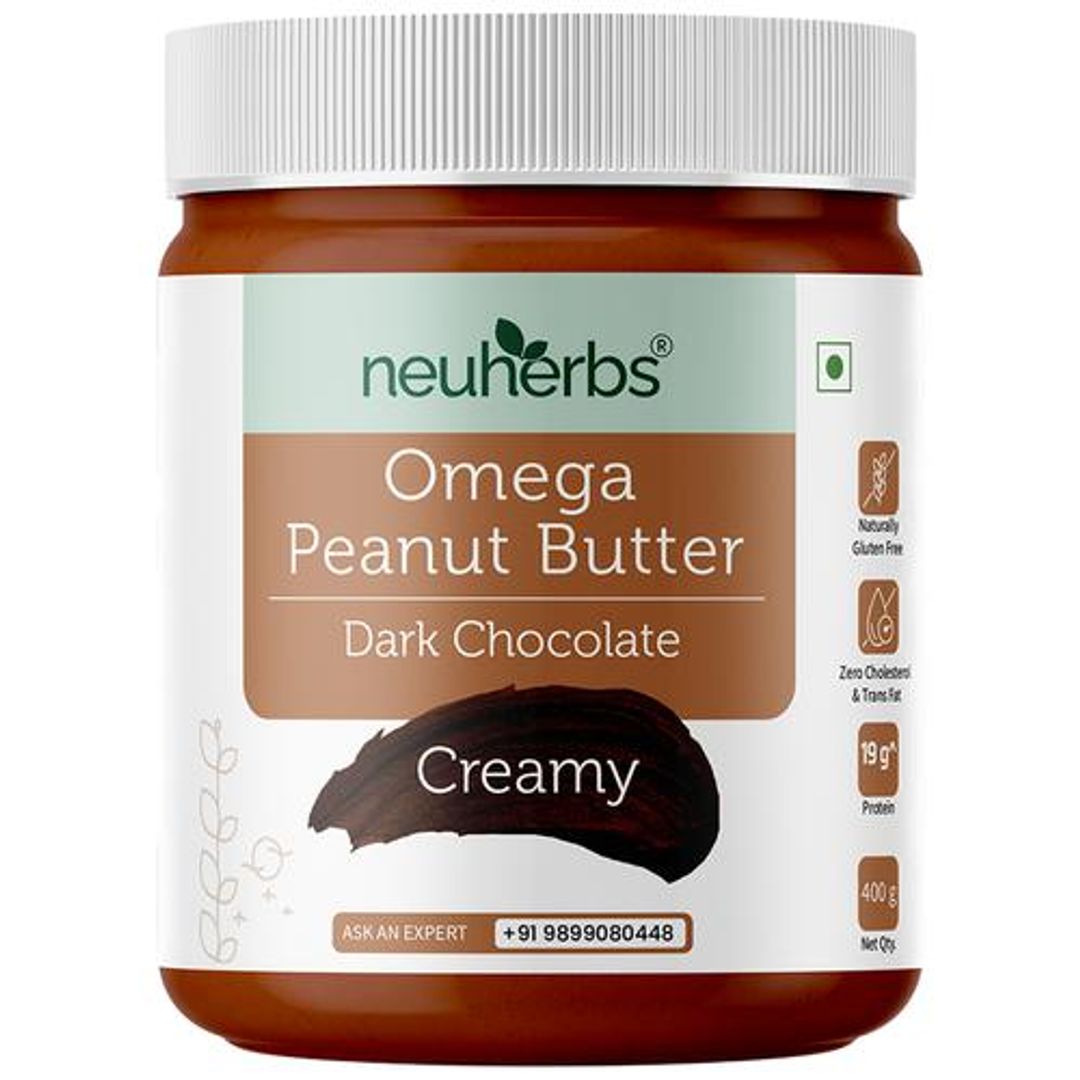 Dark Chocolate Peanut Butter - Creamy, Power of Omega-3, Gluten free, 19g Protein, Non-GMO