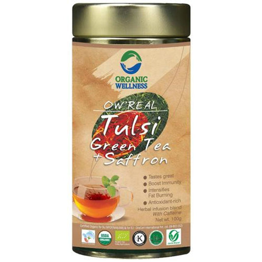 Tulsi Green Tea & Saffron - Relieves Stress, Antioxidant Rich