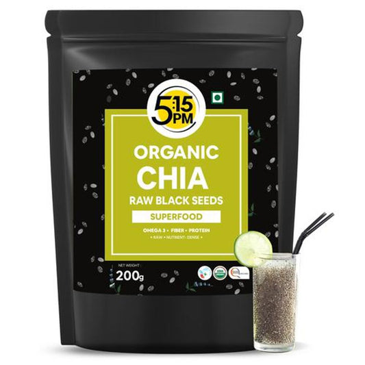 Organic Chia Seeds - Raw, Unroasted, Rich In Omega 3, Fibre, Protein