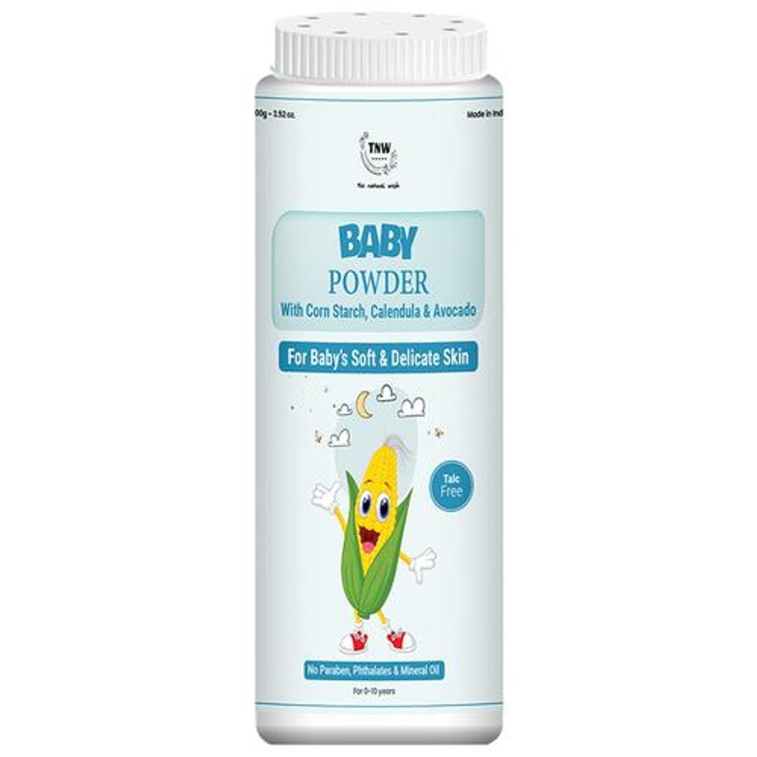 Baby Powder - Talc-Free, Cornstarch, Calendula, Avocado, Prevents Diaper Rashes & Irritation