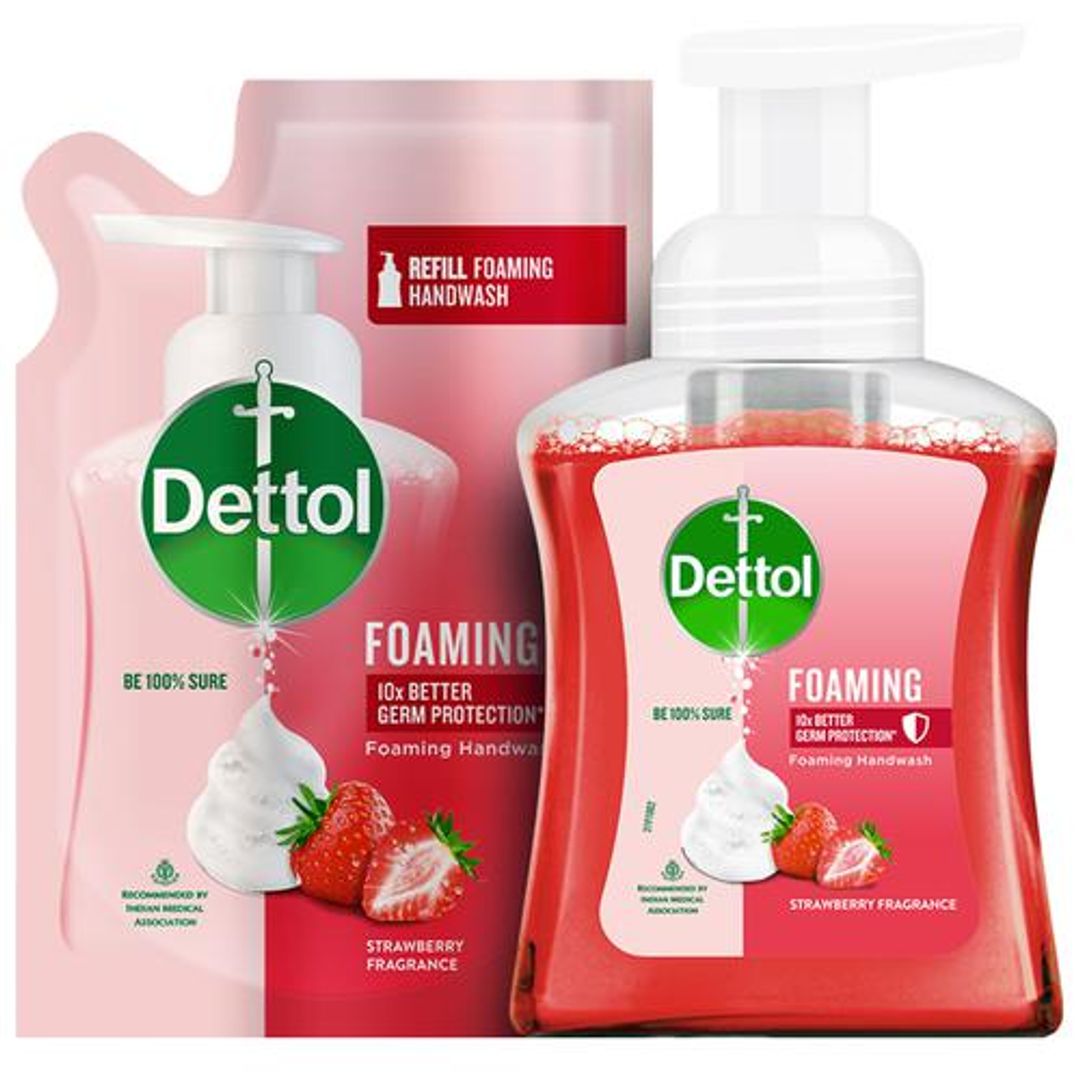 Foaming Handwash - Pump + Refill Combo, Strawberry, Rich Foam, Moisturizing, Soft On Hands