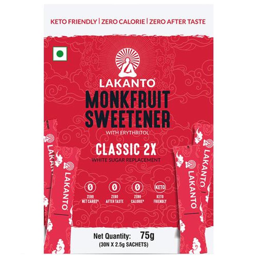 Classic 2x Monk Fruit Sweetener, Zero Calorie, Zero Net Carbs , Keto Friendly