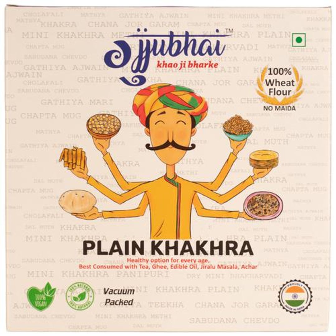 Plain Khakhra - Made With Wheat Flour, Natural & Vegan, Namkeen, No Maida