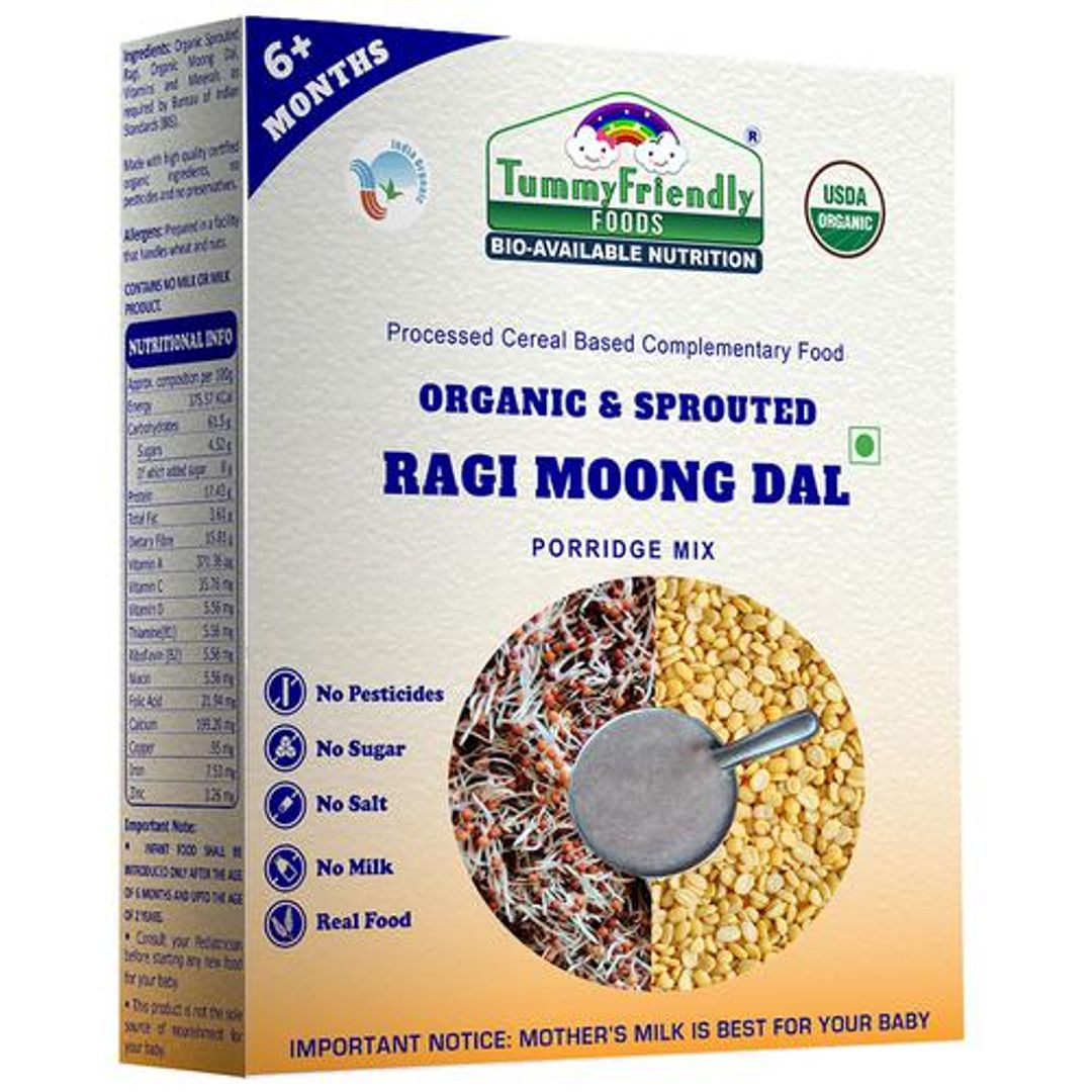 Organic Sprouted Porridge Mix - Ragi, Moong Dal, USDA Organic Certified