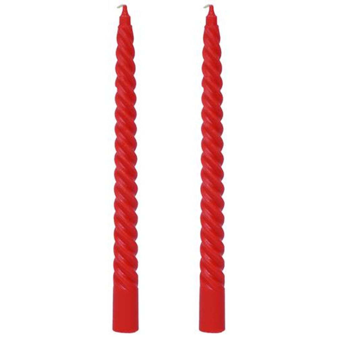 Spiral Dinner Candles - Red, 100% High-quality Wax