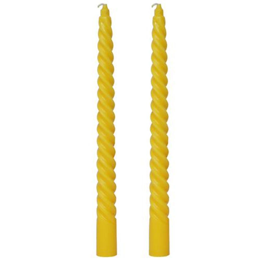 Spiral Dinner Candles - Yellow, 100% High-quality Wax