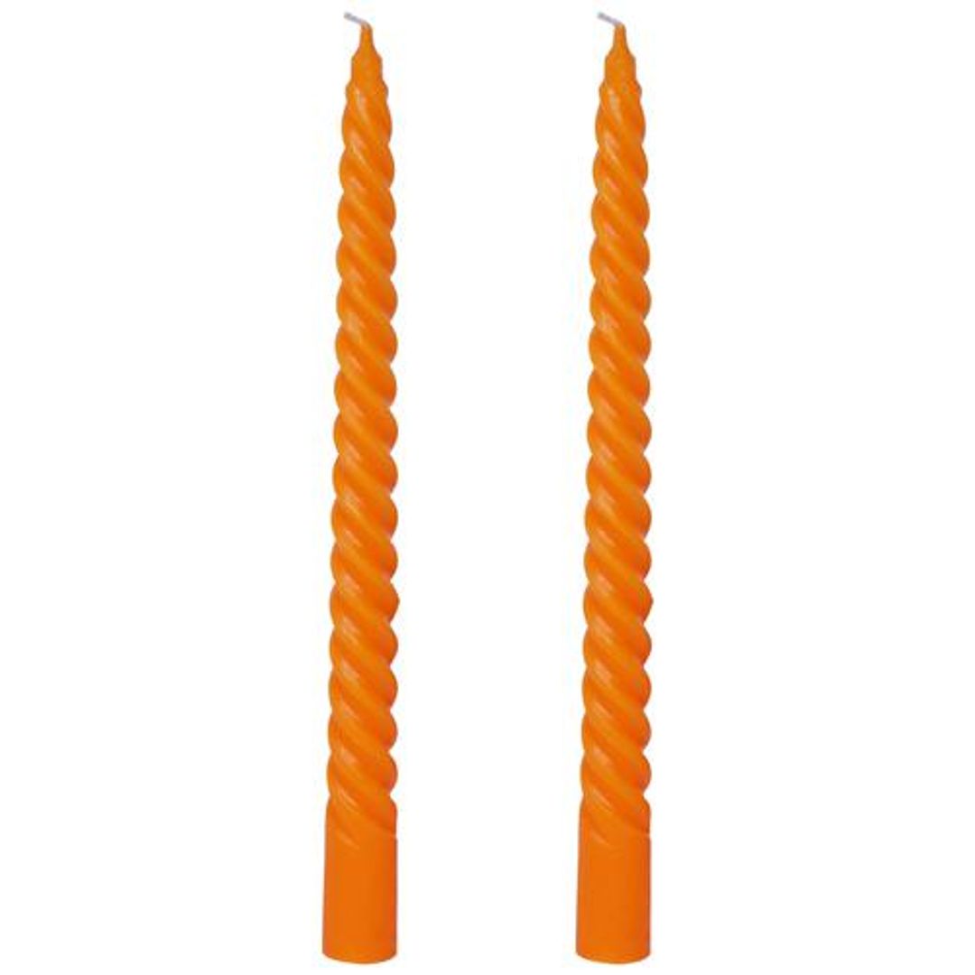 Spiral Dinner Candles - Orange, 100% High-quality Wax